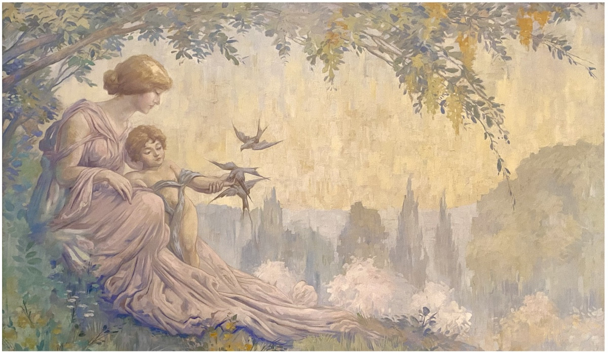 Nymphe Nourrissant Les Hirondelles, Attribuée à Richir Herman, Bruxelles (1866 - 1942)