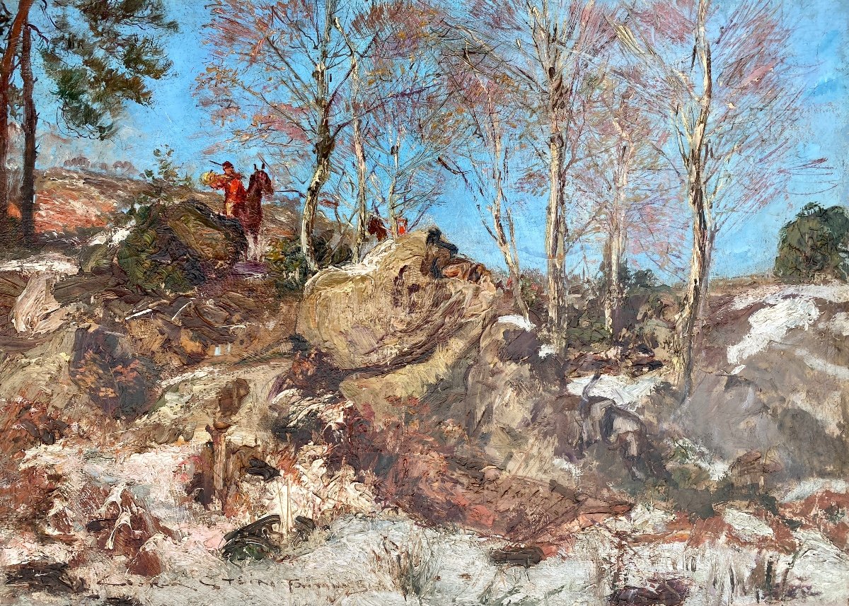 Hunting In Fontainebleau, France, Stein Georges, Paris 1870 – 1955, French Painter-photo-2