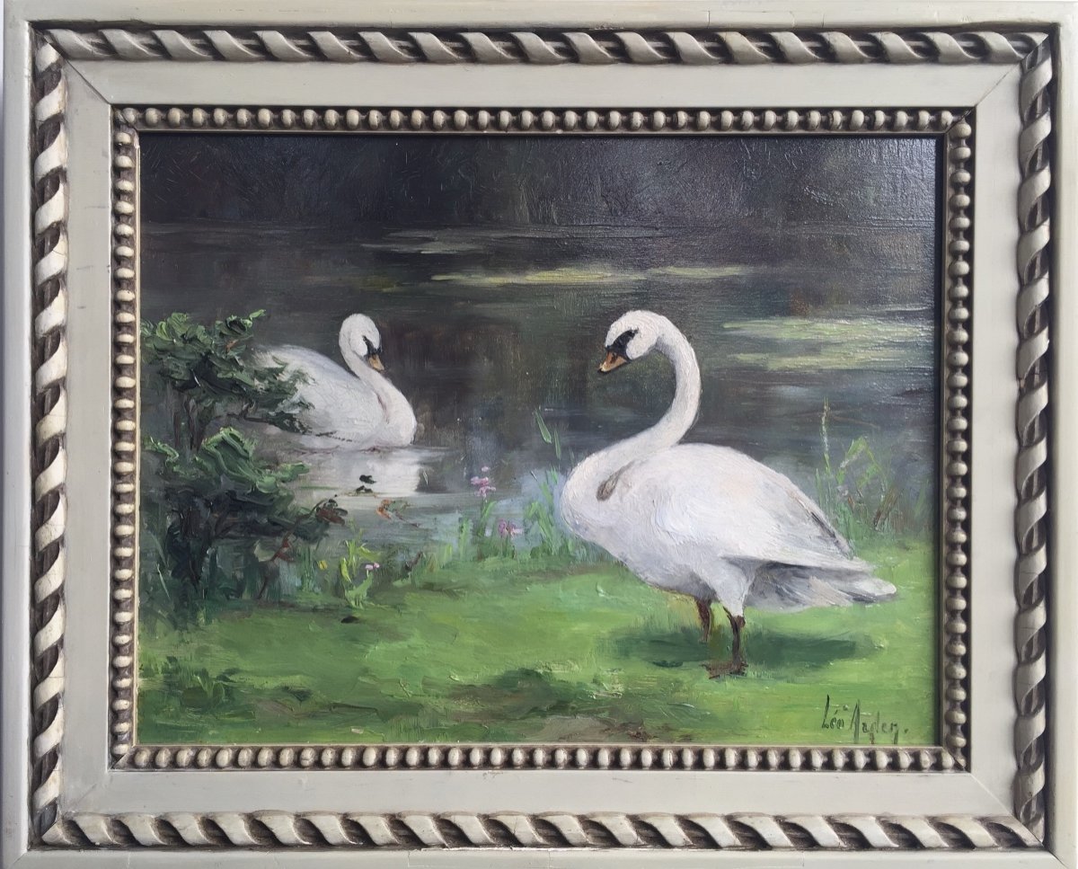 A Pair Of Swans, Arden Leo, Antwerp 1859 - 1904 Brussels