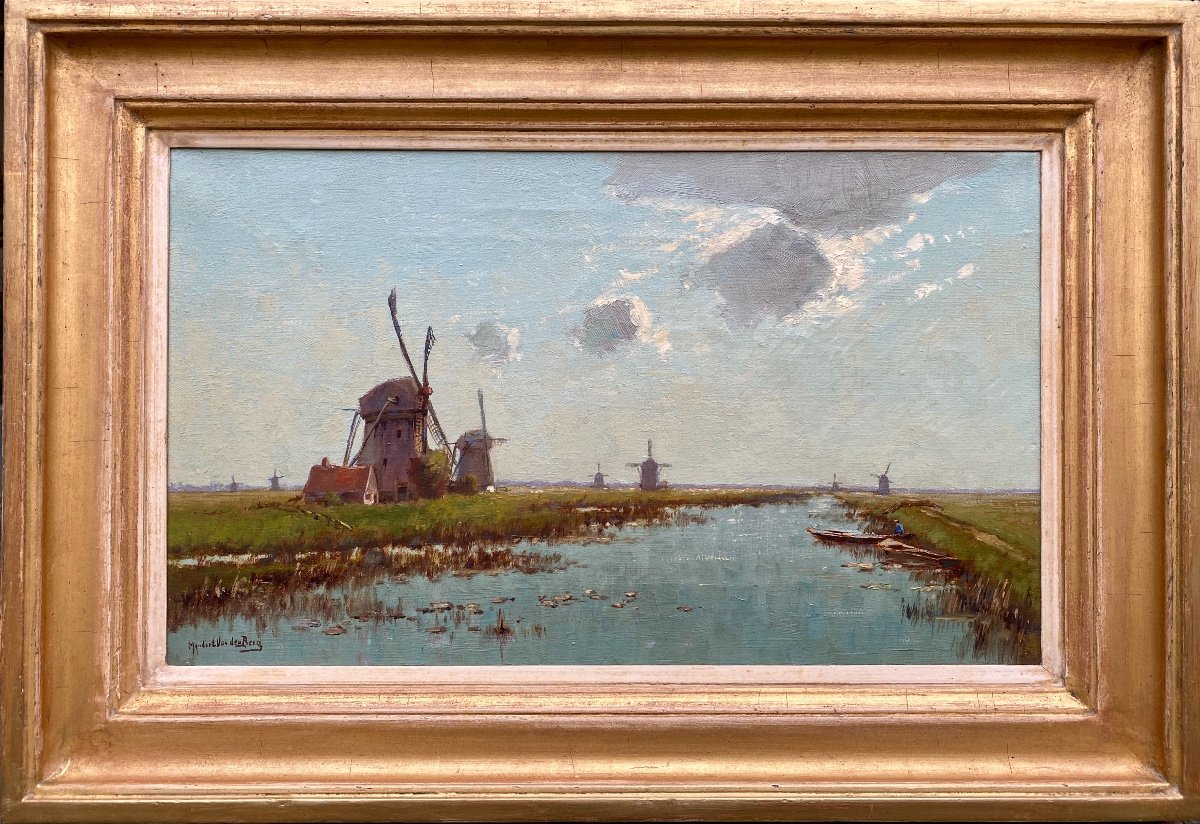 Les Moulins à Vent Le Long Du Canal, Van Den Berg Mijndert, Gorinchem 1876 - 1967 La Haye
