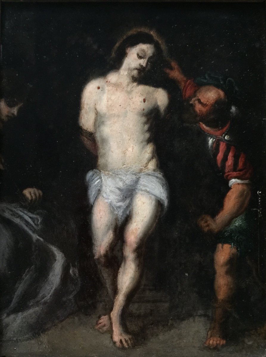 La Flagellation Du Christ Par Un Vieux Maître, École Flamande, 17ème Siècle-photo-2