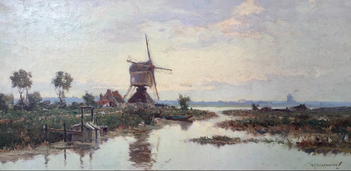 Un Paysage De Polder, Delfgaauw Gerard, Monstre 1882 - 1947 La Haye, Peintre Néerlandais-photo-2