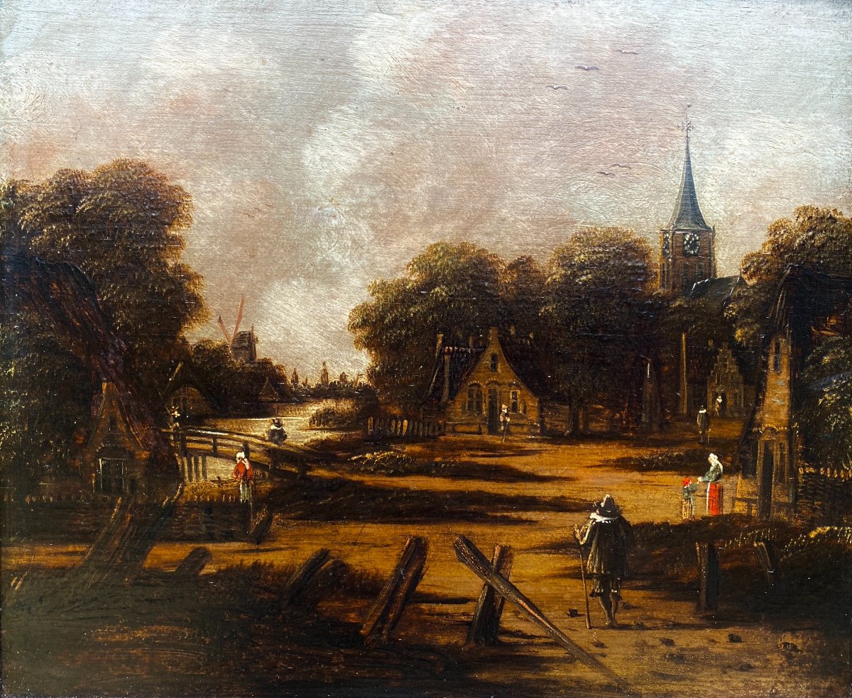 Voyageur Dans Un Village Duché, Meerhoud Jan, 1633 - 1677,  école Hollandaise, âge d'Or-photo-2