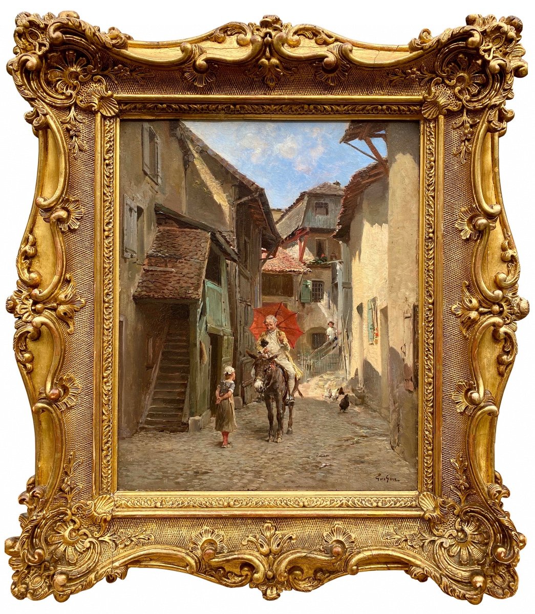 François Grison, Bordeaux 1845 - 1914 Genève, Peintre Français, Le Renseignement