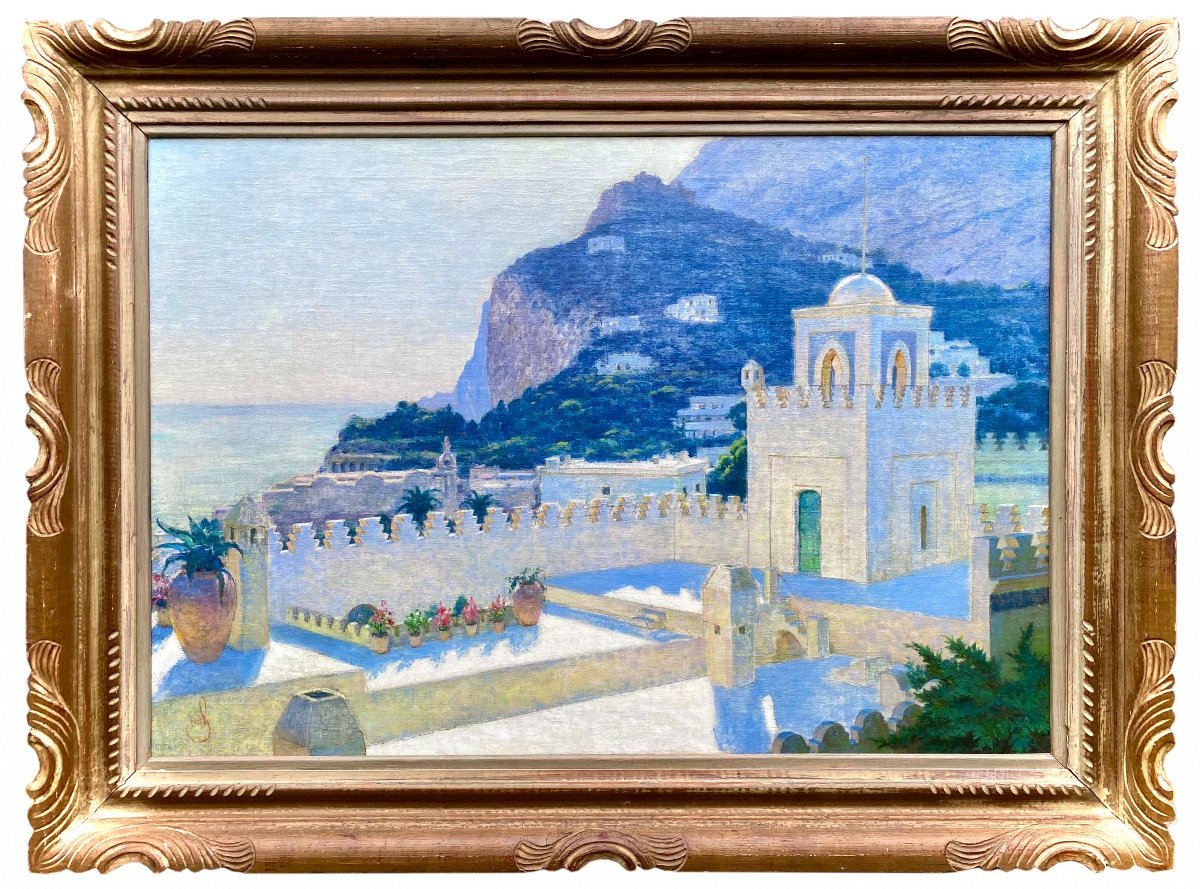 View Of Villa Discopoli, Capri, Artist 19th - 20th Century, Monogramed
