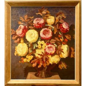 Kees Maks, Amsterdam 1876 – 1967, Peintre Néerlandais, 'Chrysanthème Dans Un Vase’