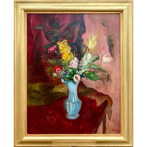 Jeanne Bieruma Oosting, 1898 – 1994, Peintre Néerlandaise, 'Fleurs De Printemps Dans Un Vase'