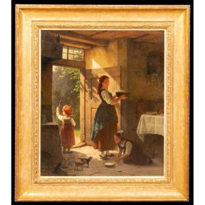 Hermann Werner (1816 – 1905) - '‘meal Time For All’', Signed And Dated 1870