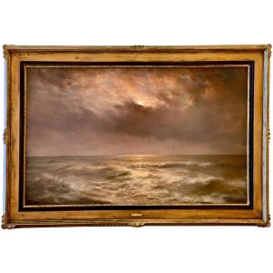  Joseph Schippers (1868 – Antwerp – 1950) - ' Sunset Over The Sea ' Dated 1936