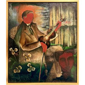Marc Mendelson ( London 1915 - 2013 Brussels ) -  ' Red Violinist '