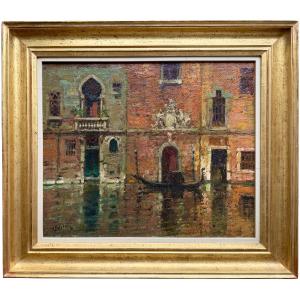 Alfred Bastien ( Ixelles 1873 – 1955 Uccle ) -  ' Venise – Vue sur le canal '