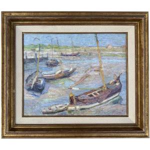 Constant Permeke (Anvers 1886 – 1952 Ostende) - Bateaux sur la plage d’Ostende, 1911