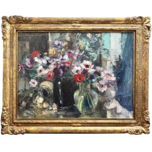 Jean Laudy (1877 – 1956) - « Anémones dans l’atelier de l’artiste »