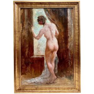 Emile Baes (1879 - 1953) - ' Female Nude At The Window '