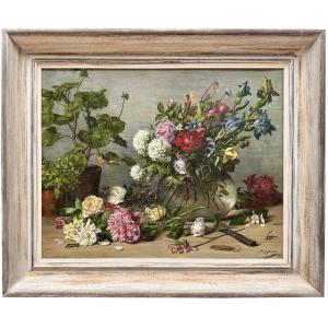 Fritz Hanno (1861 – Antwerp – 1921) - 'flower Arrangement'