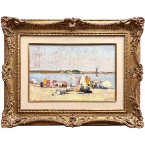 Frans Smeers (1873 – Bruxelles – 1960) - ' Plage de Bénodet, France, 1933 '