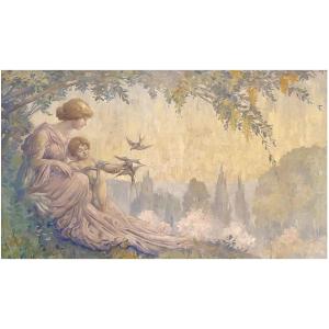Nymphe Nourrissant Les Hirondelles, Attribuée à Richir Herman, Bruxelles (1866 - 1942)
