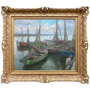 Bateaux Au Port De Nieuwpoort, Clesse Louis, Bruxelles 1889 - 1961