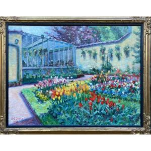 Jardin Avec Des Tulipes, Daens Antoine, Bruxelles 1871 - 1946, École Belge