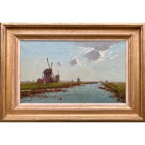 Les Moulins à Vent Le Long Du Canal, Van Den Berg Mijndert, Gorinchem 1876 - 1967 La Haye