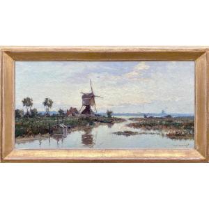 Un Paysage De Polder, Delfgaauw Gerard, Monstre 1882 - 1947 La Haye, Peintre Néerlandais