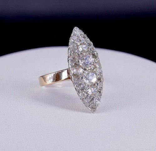 Bague Marquise Diamants Fin XIX ème -photo-3