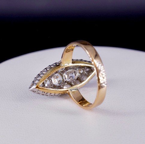 Bague Marquise Diamants Fin XIX ème -photo-1