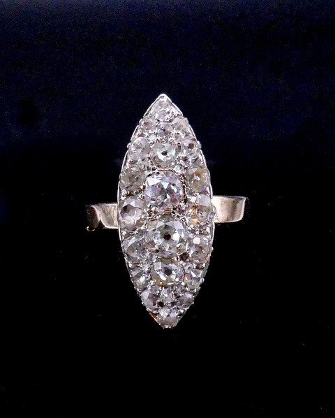 Bague Marquise Diamants Fin XIX ème 