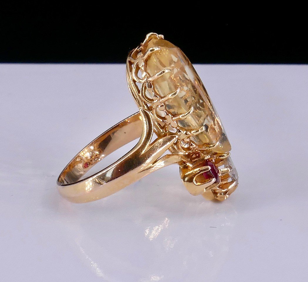 Bague Or Jaune Duchesse Citrine 1950-photo-2