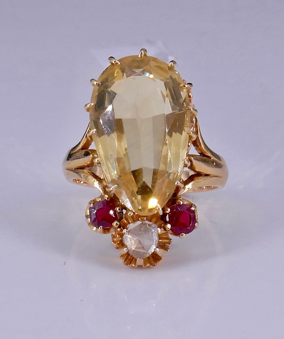 Duchess Citrine 1950 Yellow Gold Ring-photo-4