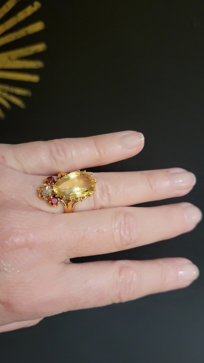 Duchess Citrine 1950 Yellow Gold Ring-photo-4