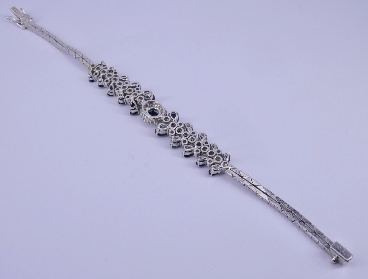 Bracelet Or Gris Diamants Et Saphirs-photo-3