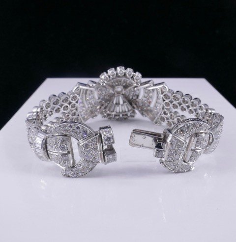 Bracelet Art Déco Platine Et Diamants -photo-2