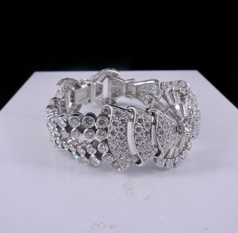 Bracelet Art Déco Platine Et Diamants -photo-5