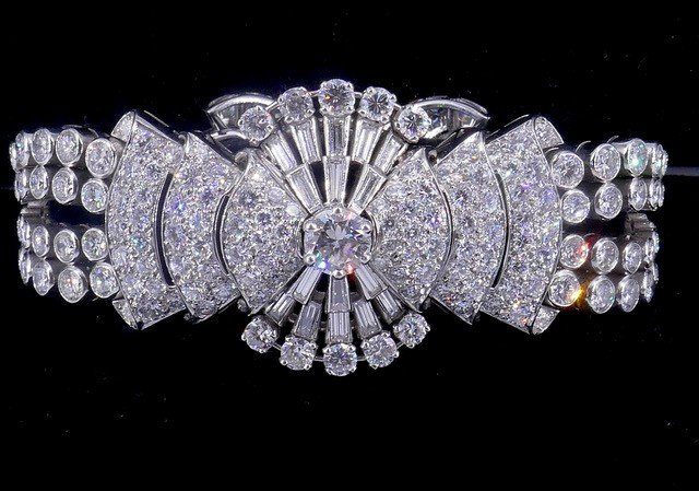 Bracelet Art Déco Platine Et Diamants 