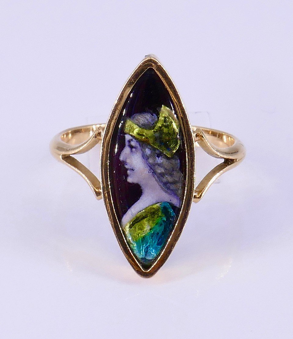 Limoges Enamel Ring Early 20th Century-photo-1