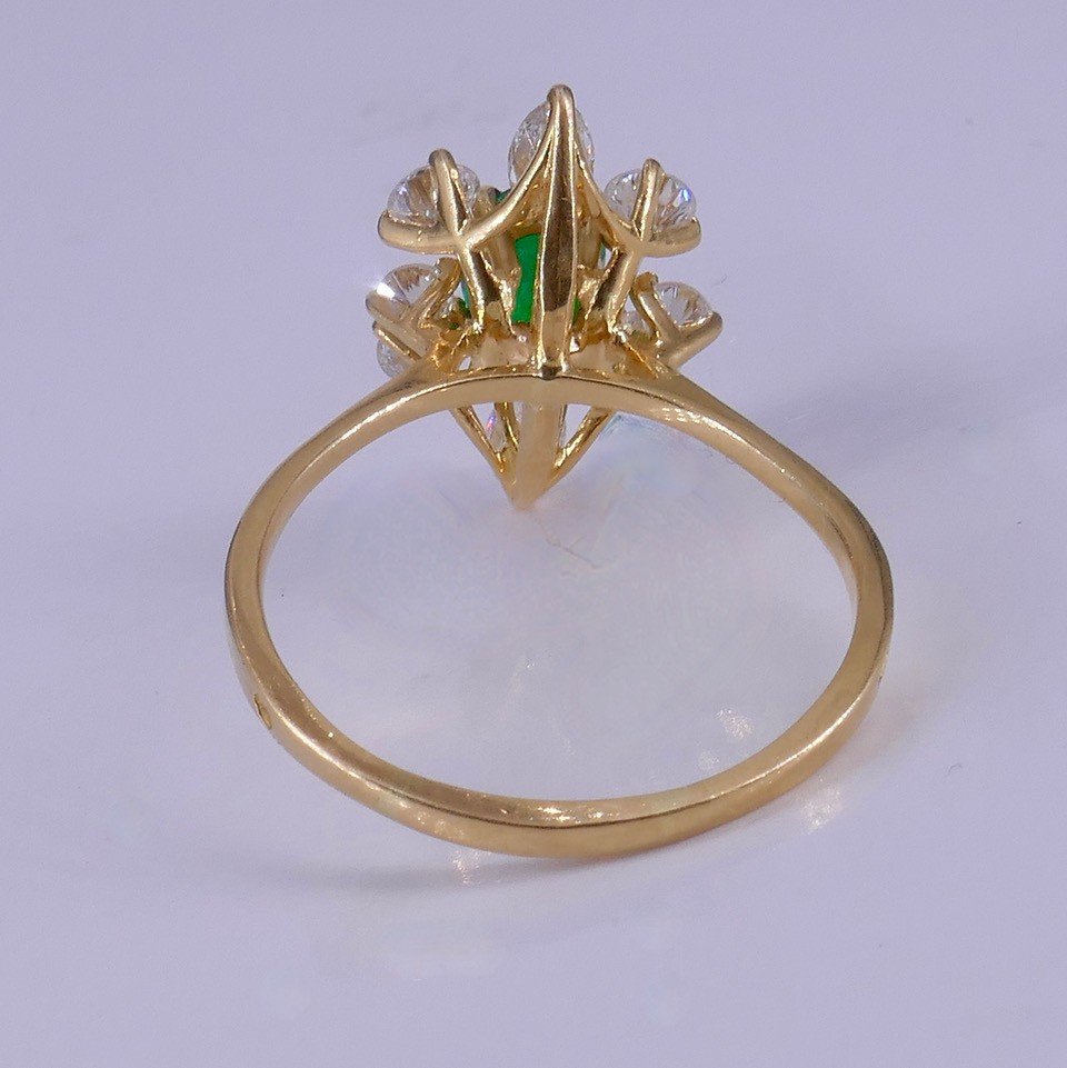 Emerald And Diamond Navette Ring-photo-3
