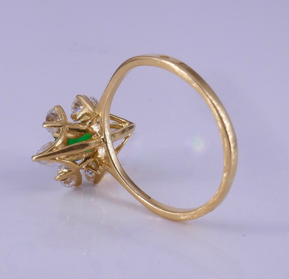 Emerald And Diamond Navette Ring-photo-4