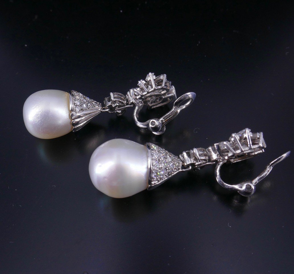 Pendants d'Oreilles Cocktail Perles Diamants -photo-3