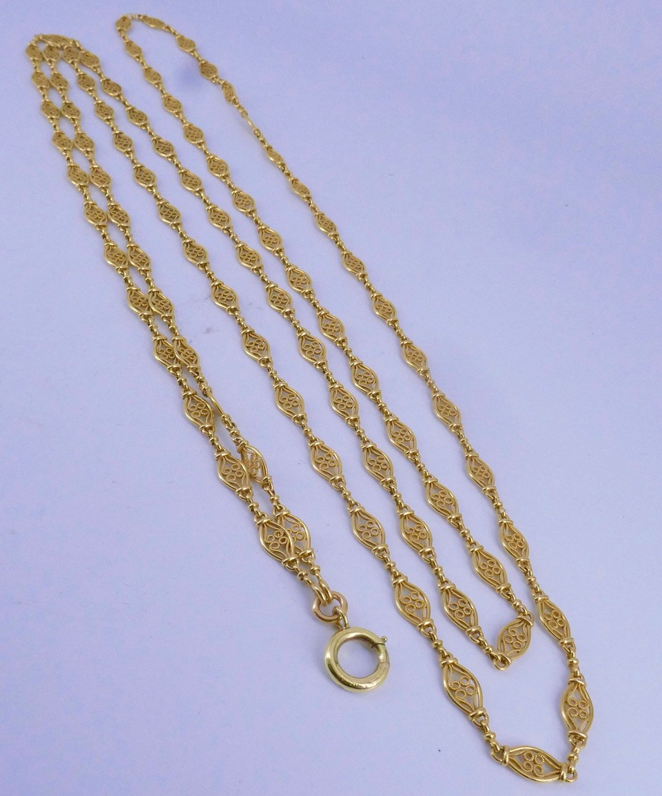 Sautoir Or Filigrané Fin XIX ème Siècle -photo-3