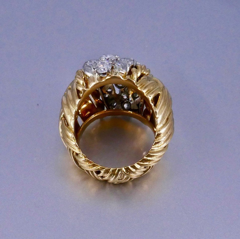Ring 1950 Gold Platinum Diamonds-photo-4