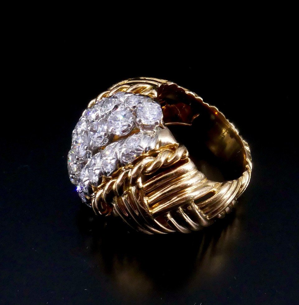 Ring 1950 Gold Platinum Diamonds-photo-1