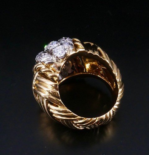 Ring 1950 Gold Platinum Diamonds-photo-2