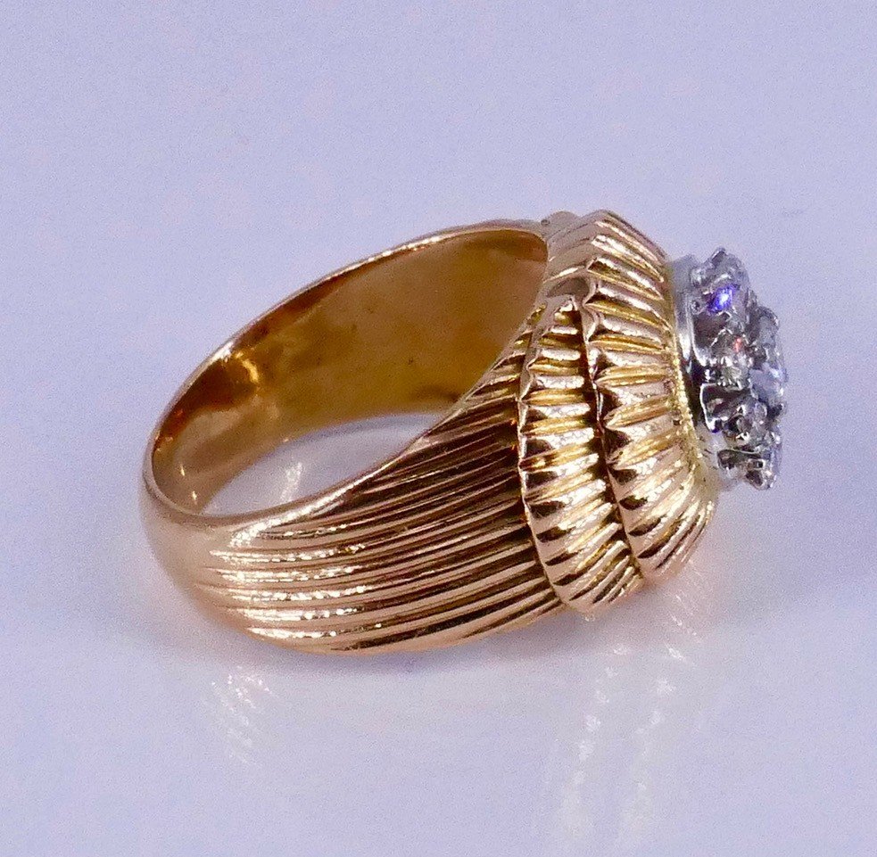 Round Ring 1950 Gold Platinum And Diamonds-photo-2