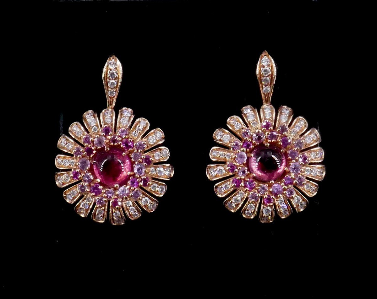 “flowers” Diamond Tourmaline Earrings-photo-4