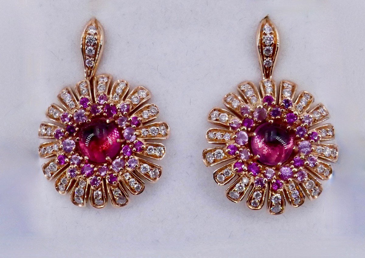 “flowers” Diamond Tourmaline Earrings-photo-1