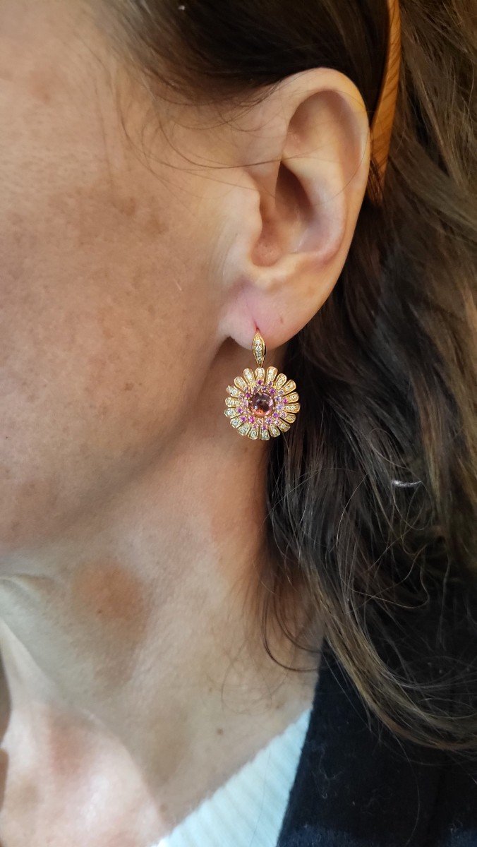 “flowers” Diamond Tourmaline Earrings-photo-4