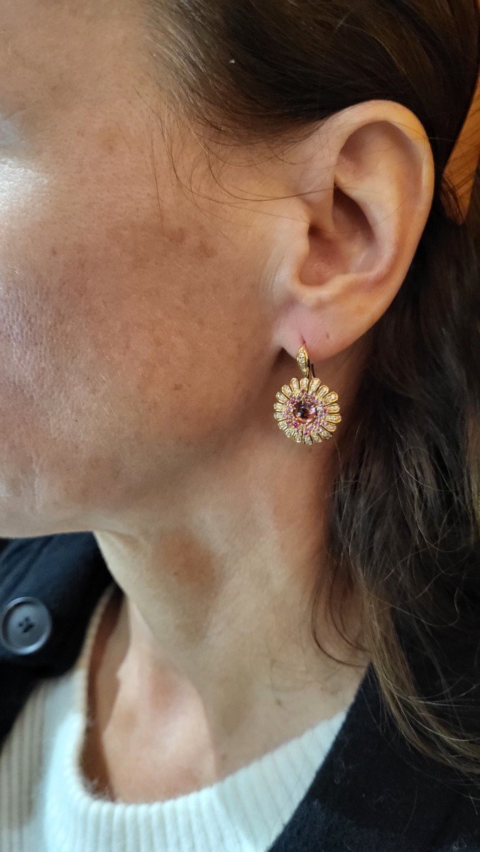 “flowers” Diamond Tourmaline Earrings-photo-5