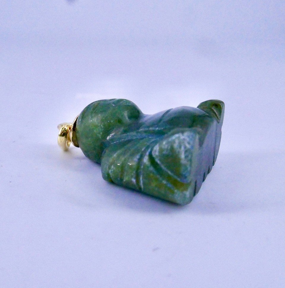 Nephrite Jade Gold Buddha Pendant -photo-4