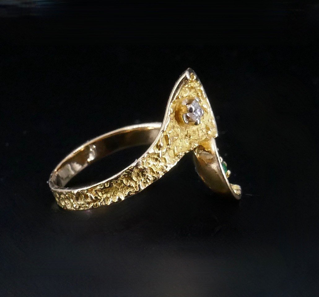 Toi Et Moi Emerald Diamond Ring 1970-photo-4